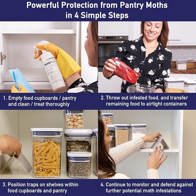 Powerful Pantry Moth Traps Pack of 6 | Moth Killer with Pheromones | Kitchen Moth Trap for Your Home | Maximum Pheromone Dispersal | No Odor