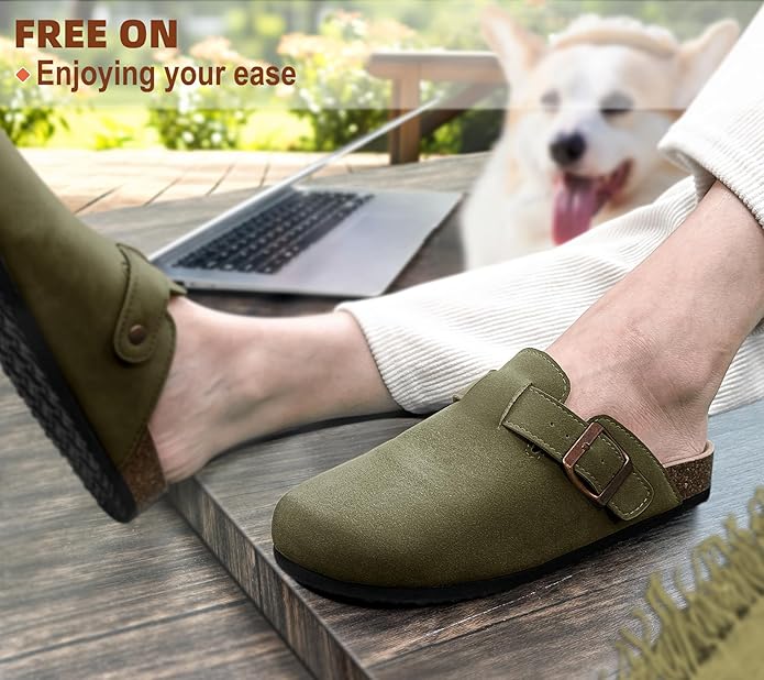 BULLIANT Comfort Clogs Slippers Sandals Nurse Work Shoes Unisex for Men Women with Cushioned Cork-Footbed
