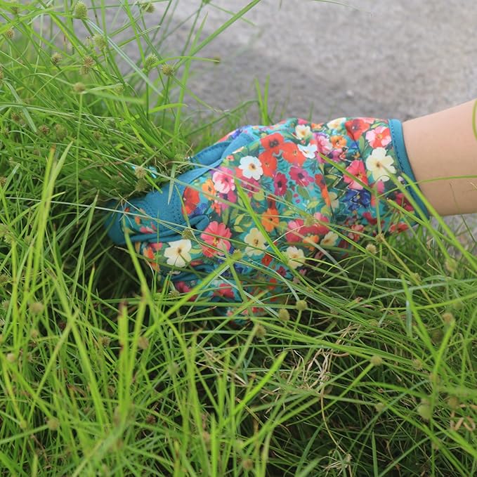 Gardening Gloves for Women, Printed Touchscreen Garden Gloves with Grip, Thorn-Proof Puncture-Resistant Work Gloves