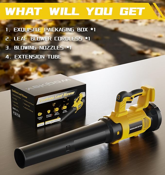 Cordless Leaf Blower Fit for Dewalt, 650 CFM Electric Leaf Blower, with Brushless Motor Built-in Protection Device, Variable Speed, Turbo Mode, for Driveway Lawn Care, Yard, Snow(NO Battery)