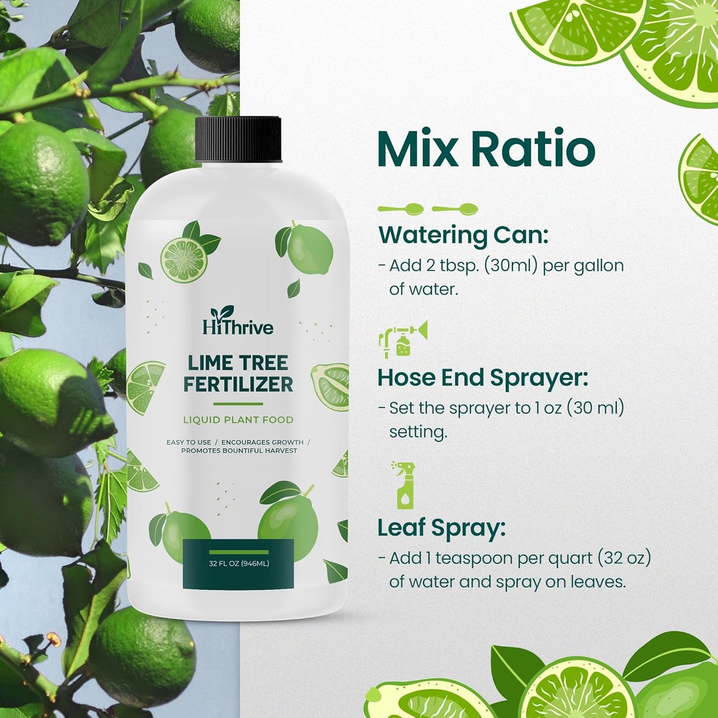 32oz Citrus Tree Fertilizer for Lime Trees Live Plants - Makes 32 Gallons of Liquid Lime Tree Fertilizer - Ideal Citrus Plant Food, Promotes Healthy Trees and Zesty Fruits for All Limes