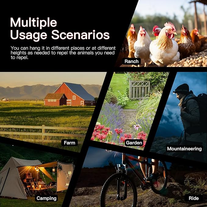 Solar Animal Repeller-Nocturnal Coyote Deterrent with Upgraded Frequency Flashing Lights-Waterproof Deer Repellent Device for Raccoon Fox Skunk-Predator Lights for Chicken Coop Farm Yard Garden (1)