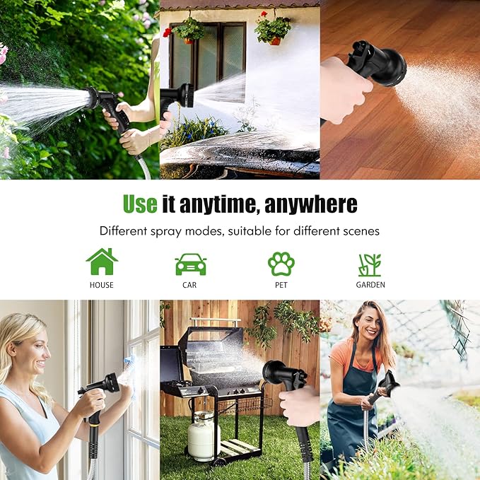 Garden Hose Metal 50FT, Stainless Steel Heavy Duty Water Hose With 10 Function Nozzle, No-Kink, Tough & Flexible, Sturdy and Lightweight, Rust Proof hose for Yard, Outdoor, RV