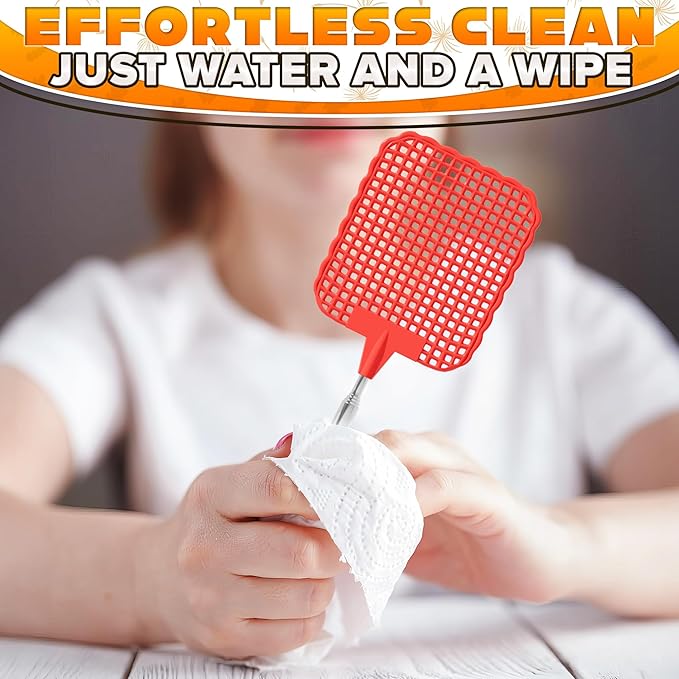 3-Pack Telescopic Fly Swatter Set – Durable and Lightweight Extendable Fly Swatter for Indoors and Outdoors, 3.1 x 3.9 Flexible Head, Non-Slip Ergonomic Rubber Handle, Compact Design for Easy Storage