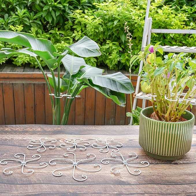 5PCS Monstera Plant Support Hook White 4.1 * 4.1 Inch – Set of 5 Durable Metal Stem Stabilizer Clips & Soft Grip Leaf Holders for Healthy Growth of Monstera & Fishbone Cactus