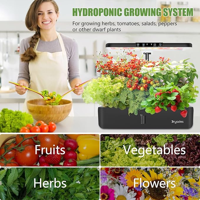 Hydroponics Growing System Indoor Garden - DRYADES 44 Pods Herbs Garden Kit Indoor with LED Grow Light Grow Anything Plants Germination Kit (No Seeds) Harvest Vegetable Lettuce for Home Kitchen