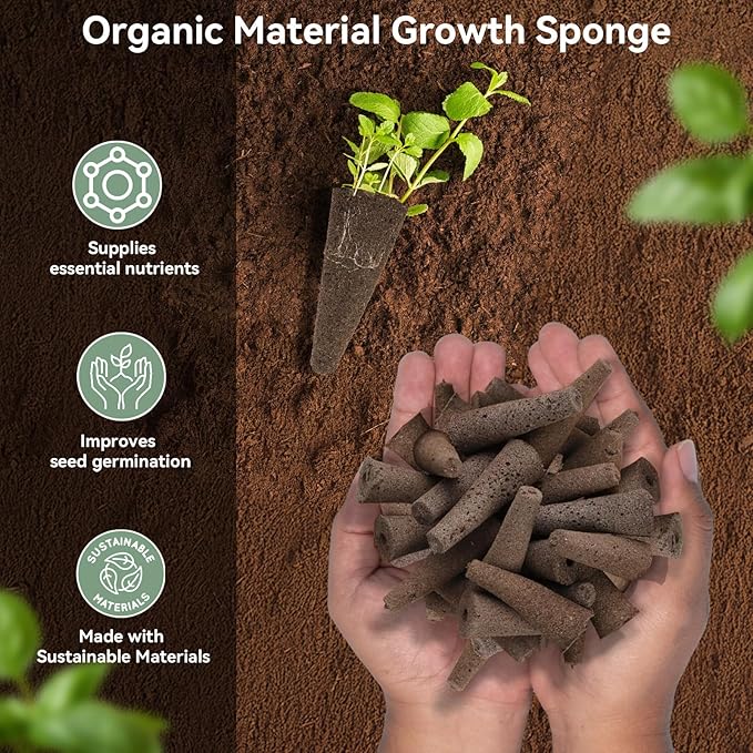 LYKOCLEAN 202pcs Hydroponic Pods Kit for Aerogarden and idoo, Grow Anything Kit with 50 Grow Sponges, 50 Grow Baskets, 50 Grow Domes, 50 Pod Labels, Compatible with Hydroponics Supplies for All