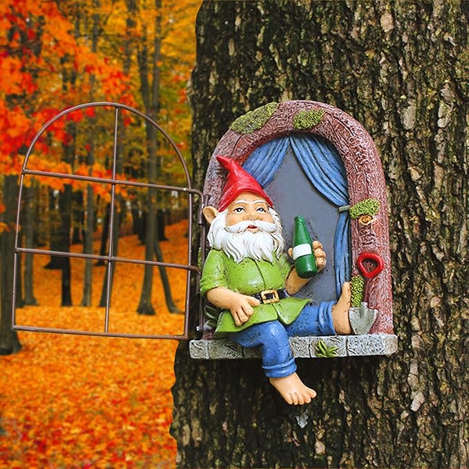 Gnome Tree Hugger, Funny Garden Gnome Resin Statue, Outdoor Ornaments Decor, Whimsical Tree Sculpture Peeker, Patio Yard Lawn Porch Decoration, Gardening Gifts