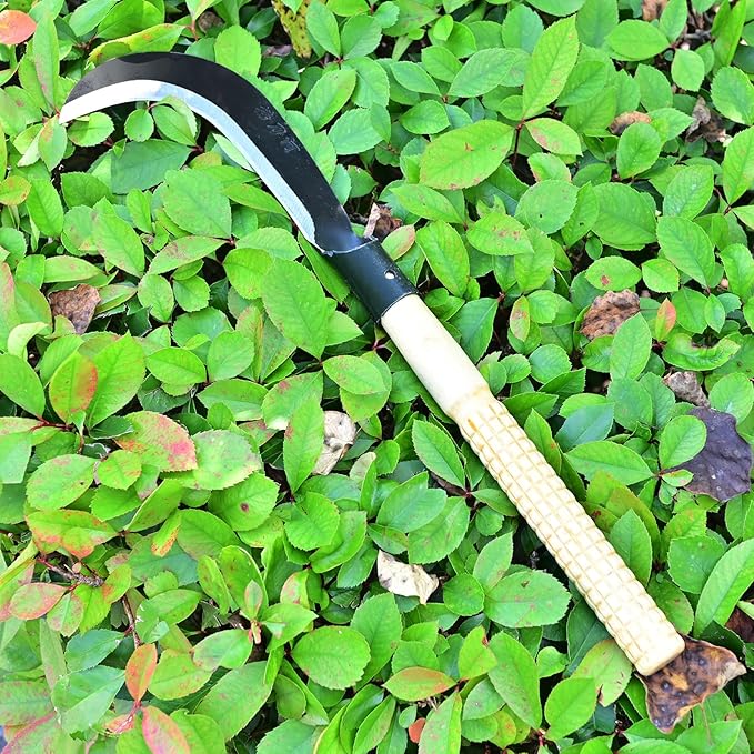 Billhook Sickle Machete Knife,Clearing Sickle,Manganese Steel Blade Hand held Sickle Tool - Multipurpose Gardening Weeding Grass Sickle and Farming Portable Safety Sickle