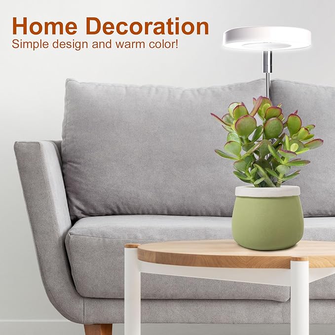 Grow Lights for Indoor Plants Small Potted - Full Spectrum, Auto 3/9/12H Timer, 10-Level Dimming & Adjustable Height - Compact Grow Light for Succulents, Herbs, Foliage in Home/Office (White,1PACK)