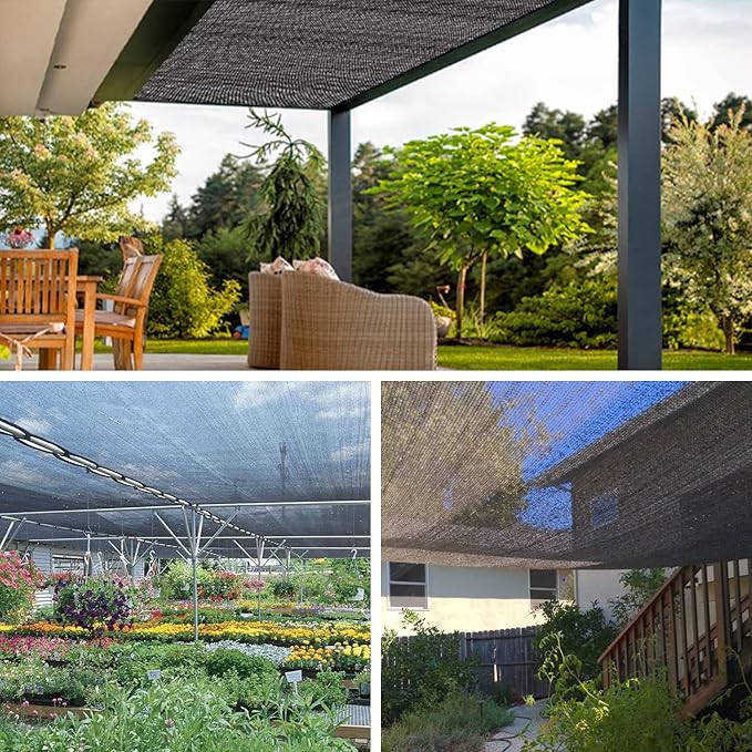 70% 10 X 20 FT Black Shade Cloth, Outdoor Sunblock Shade Cloth with Grommets, Durable Sun Shade Netting Shading Antifreezing for Patio, Garden, Plants Cover, Greenhouse, Barns, Dog Kennel