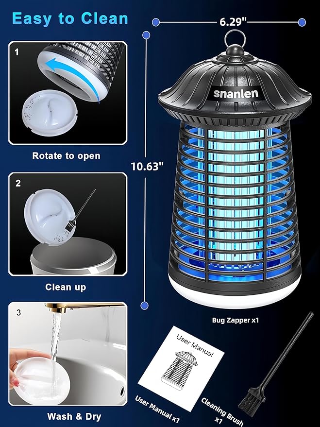 Bug Zapper Outdoor Indoor, 4200V Electric Mosquito Zapper Outdoor with LED Light, Electric Fly Zapper, Fly Traps, ABS Plastic, Plug in Mosquito Killer for Patio, Yard, Garden, Home