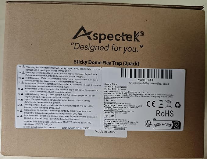ASPECTEK Sticky Dome Flea Trap, Odorless Glue Trap with 2 Sticky Discs, Effective Bed Bug Killer and Flea and Tick Treatment, Indoor Insect Trap for Bugs, 2 Packs in Orange and Dark Gray