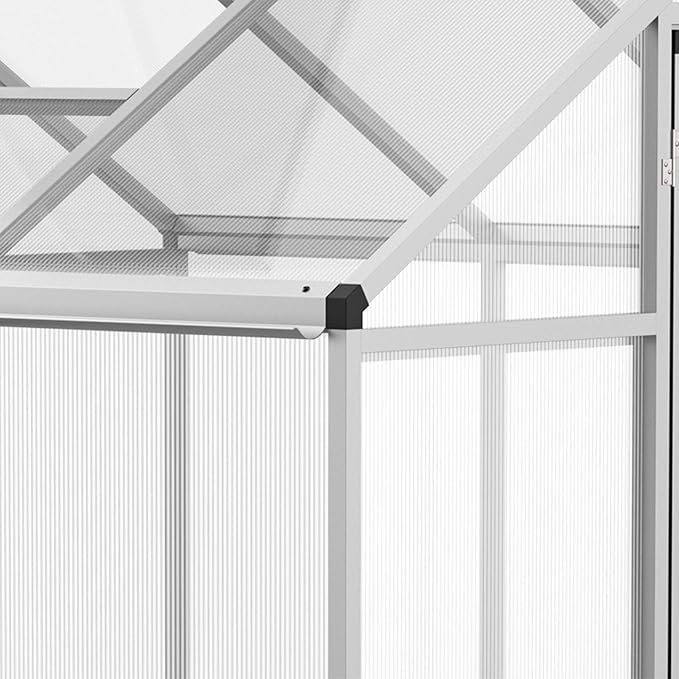 Outsunny 4' x 6' Greenhouse for Outdoors, Polycarbonate Greenhouse with Rain Gutter and Roof Vent, Aluminum Walk-in Green Houses for Outside Patio Backyard Garden