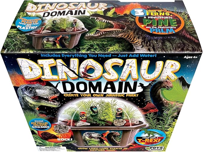 Toys by Nature Biosphere Terrarium Starter Kit, Complete Supplies Included to Grow Your Own Prehistoric Jurassic Park (Dinosaur Domain)