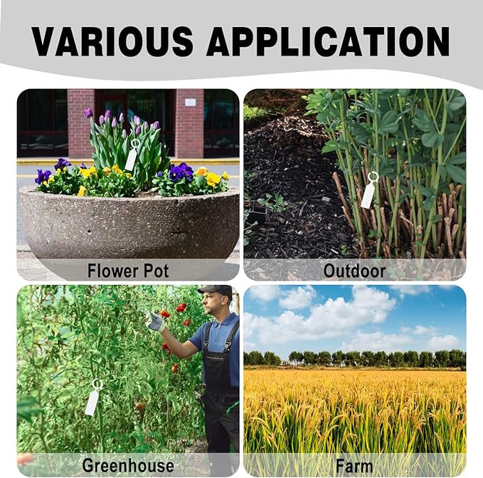 Plant Labels Yuanling 100Pcs Plastic Waterproof Plant Tree Tags Nursery Garden Markers for Indoor Outdoor Gardening Plants Vegetables Flowers Potted (White Color with 1 Marker Pen)