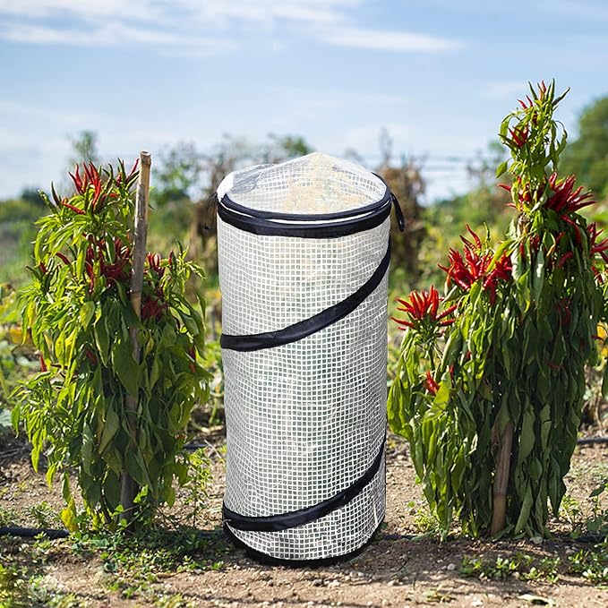 DECOHS 2 PCS Pop up Mini Greenhouse-23.4x11.6 Inch PVC Spring-up Plant Protector with Zipper-Portable Greenhouse Cover for Gardening Plants Cold Frost Protection Wind Rain Proof