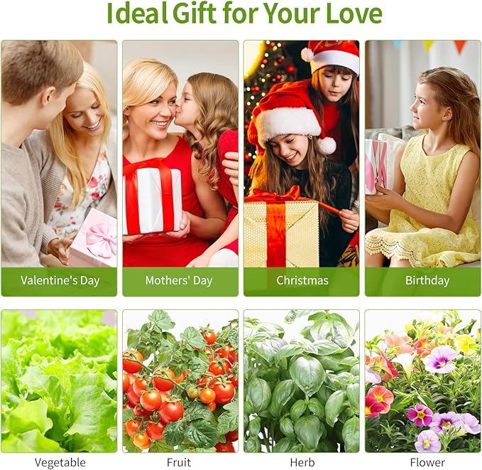 12-Pod Indoor Herb Garden Hydroponics Growing System Kit with LED Grow Light, Indoor Gardening System for Herbs, Vegetables, Lettuce on Countertop (Seeds NOT Included)