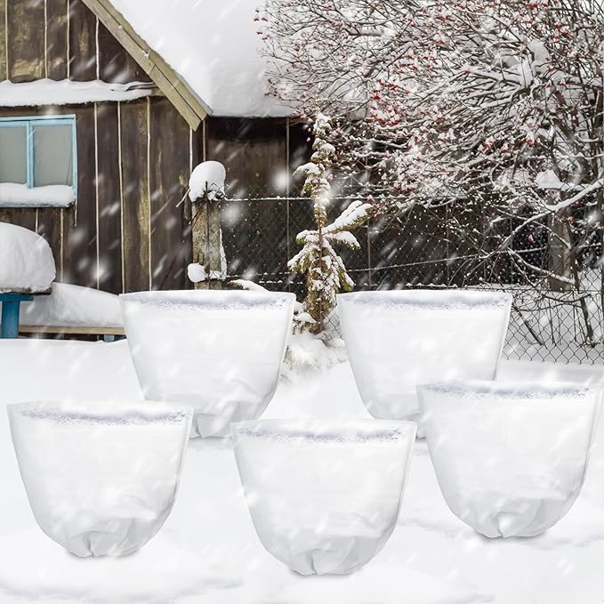 NNG 5PCS Winter Plant Covers Freeze Protection 47.2x47.2Inch Frost Blanket Shrub Covers with Zipper Drawstring Plant Protector Shrub Jacket Winter Tree Cover for Outdoor Plants, Shrub Potted Plants