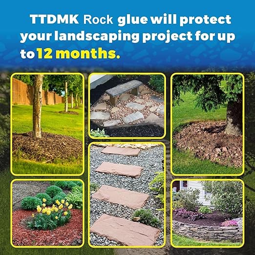Make 219oz Rock Glue for Landscaping, Concentrated Mulch Glue, Gravel Binder for Pea Gravel, Bark, Waterproof Clear Outdoor Mulch Anchor, Stone Stabilizer for Paths, Patios, Driveways & Garden Border