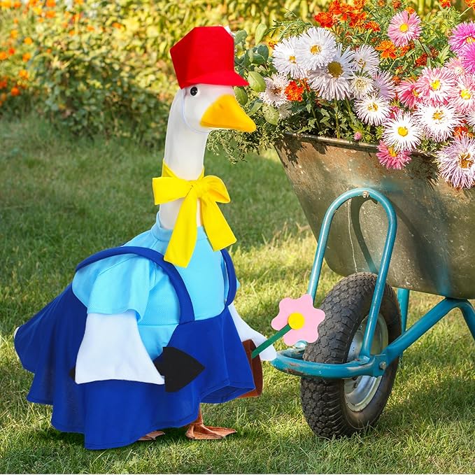 Outus Gardener Goose Outfits Funny Porch Goose Outfit 23 Inch Holiday Lawn Geese Cloth for Summer Spring Garden Yard Lawn Outdoor Decoration