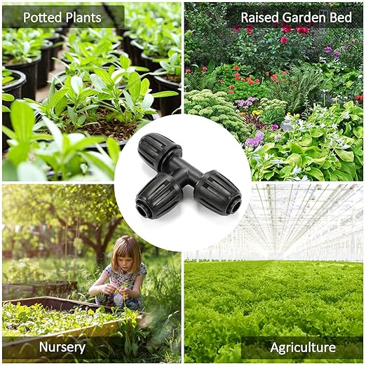 12 Pieces 1/2 Inch Drip Irrigation Tee Fittings, 1/2'' Drip Line Barbed Locked Tee Connectors for 1/2 Inch Irrigation Tubing (1/2" ID x 0.640" OD) Anti-leak 3-Way Irrigation System Parts