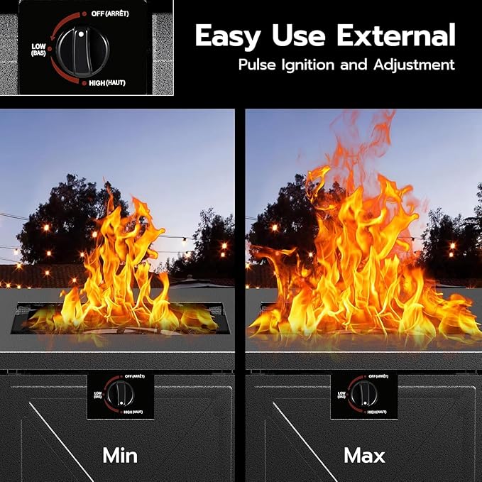 ZAFRO 28 Inch Propane Fire Pit Table for Outside,50,000 BTU Gas Fire Pit Table with Removable Lid,Rain Cover, Rectangle Gas Firepit Table for Garden/Patio