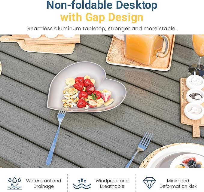 Wisteria Lane Aluminum 6 Pieces Patio Dining Sets, Outdoor Dining Table with 4 Chairs and Bench, Outdoor Patio Dining Furniture Set with Removable Cushion for Lawn, Garden, Backyard, Gray