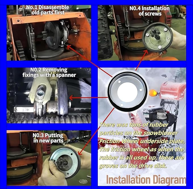 1501435MA 313883 53830 Friction Drive Wheel Fits Murray Some Snow Thrower Snow Blower 524D 724D TRS22 TRS24 TRX24 TRS26 826D