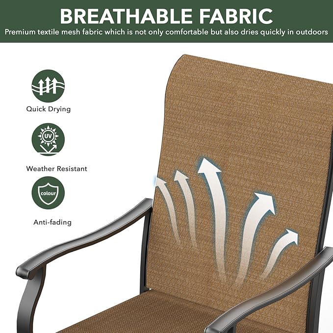 7-Piece Outdoor Dining Set, 6 Swivel Chairs&63.5‘’ Rectangular Table All Weather Frame Furniture Set - Brown Style1