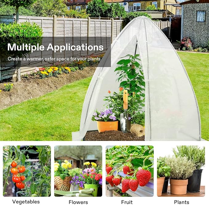 VIVOSUN Portable Mini Greenhouse 72x63x63-Inch Tent-Style Greenhouse, PE Cover with Roll-up Zipper Door and Window, for Indoor Outdoor or Garden Plant Growing, White