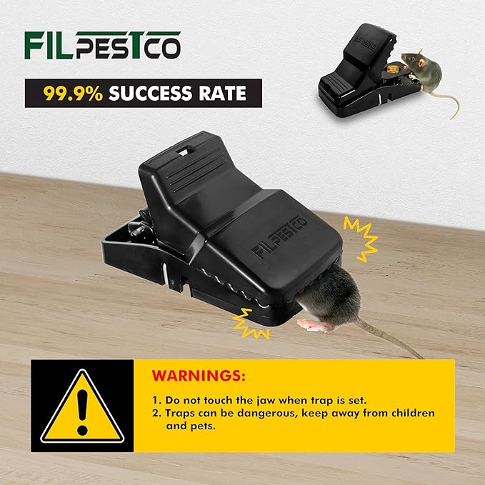 Set of 6 Professional Grade Extra Large Rat Snap Traps, Mouse Trap, Reusable Trap, Heavy Duty for Indoor and Outdoor Pest Control Rodent Solutions