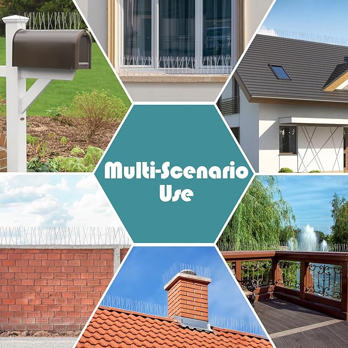 Bird Spikes Outdoor Use Bird Deterrent Spikes with Stainless Steel Base for Small Pigeons Crows and Woodpeckers Fence Roof and Wall