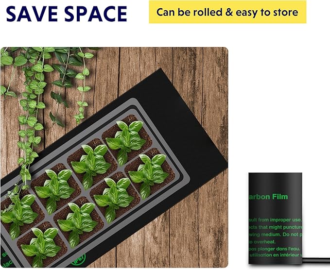 iPower Durable Seedling Heat Mat Warm 3" x 20" Hydroponic Heating Pad Waterproof for Seed Starting Greenhouse and Germination