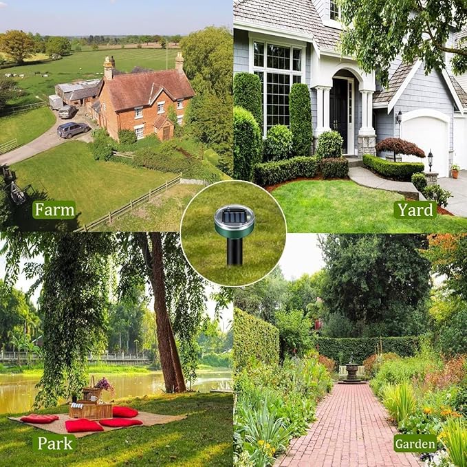 Mole Repellent,10 Pack Solar Powered Ultrasonic Gopher Vole Repellent for Outdoor lawns Garden & Yard,IP 44 Waterproof Sonic Spikes Pest Repellent Mole Killer,Moles Remover,Pet Safe