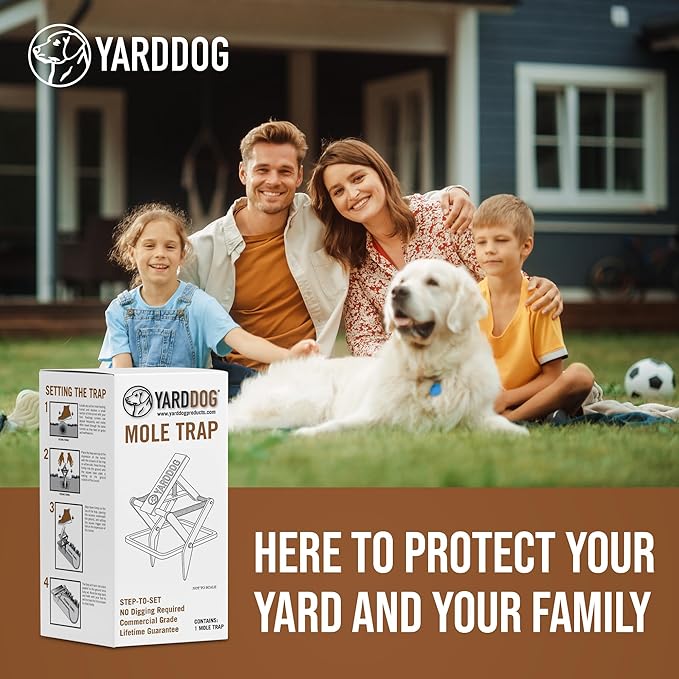 YARDDOG Mole Scissor Trap, Step-to-Set Ground Trap, Easy-to-Use Scissor Style Mole Eliminator, Multi-use Durable Steel Design for Lawns & Gardens, Commercial Grade, Black, (Single Pack)