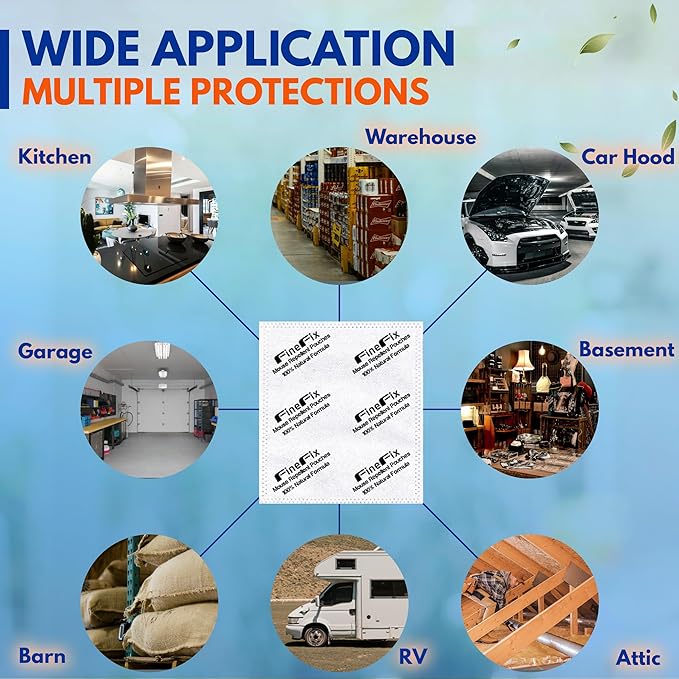 FINEFIX Pack of 10 Mouse Repellent Pouches Prepared with a Modified Botanical Formula Which Produces Scents That Deter Mice Pest Control for Home Basement Garage Barn Boat RVs
