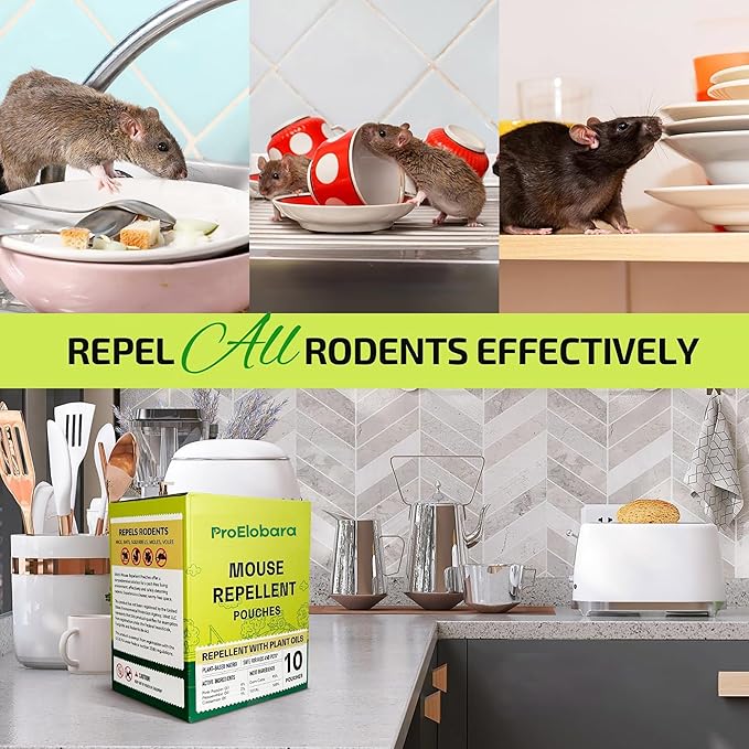 Mouse Repellent Pouches with Peppermint Oil: Natural Rodent Repellent Indoor to Get Rid of Rats, Mice, Squirrels - Safe for Pets and Kids, Rat Repellents for House, Car, Outdoor