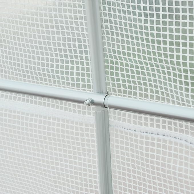 Outsunny 15' x 7' x 7' Walk-in Tunnel Greenhouse, Large Heavy Duty Garden Hot Green House Kit with 6 Roll-up Windows & Roll Up Door, Steel Frame for Garden Plants, White