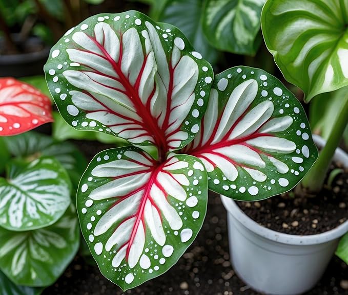 John Curran Caladium Bulbs for Planting - Perennial Hosta, Elephant Ears, Fancy (6 Bulbs)