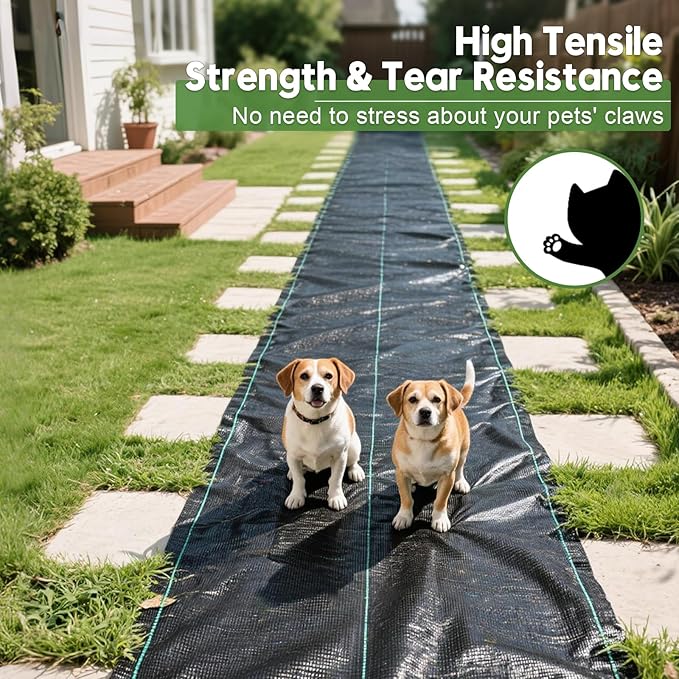 6FTx300FT Weed Barrier Fabric Heavy Duty, Gardening Landscape Fabric Cover Mat, Durable Weed Control Fabric for Garden Bed Cover, Landscaping, Commercial Driveway, Underlayment Use (6x300FT-3.2OZ)