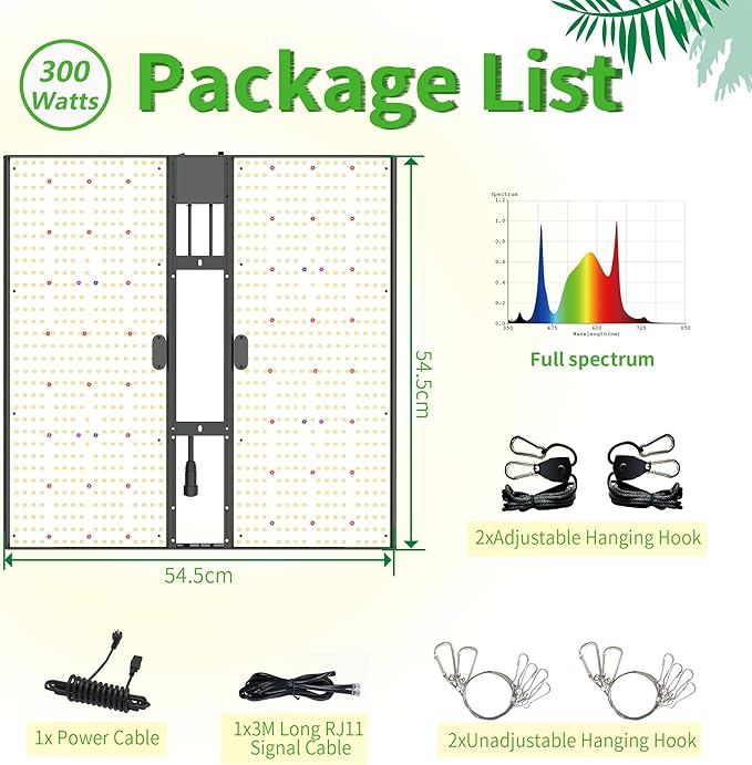 FARMLITE Grow Light for Indoor Plants Quantum Board Grow Light Full Spectrum Led Grow Lights Growing Lamp Daisy Chain Dimmable (300Watts)