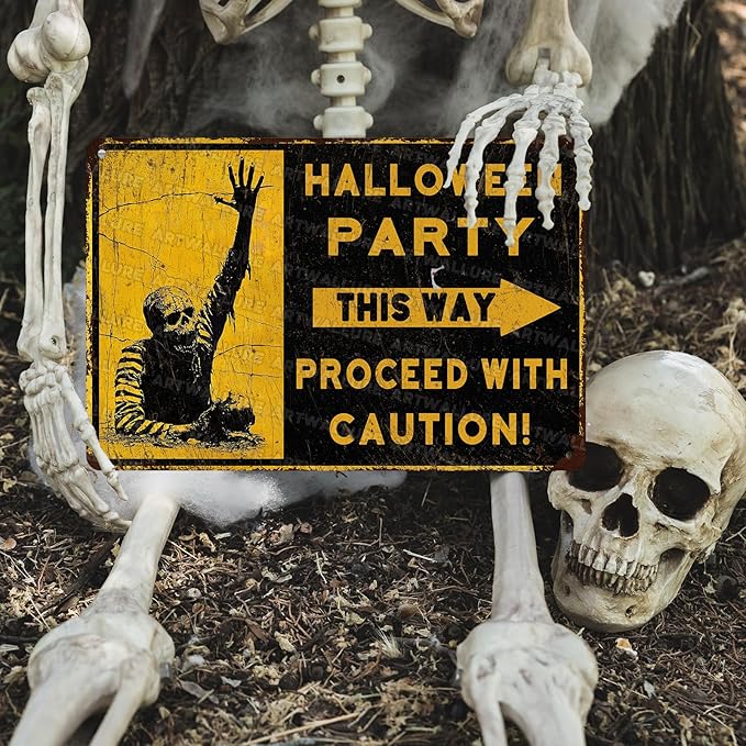 Halloween Party Zombies Vintage Sign Zombies Metal Tin Sign Halloween Decor for Home Bar Kitchen Hotel Dining Room Coffee 8x12inch