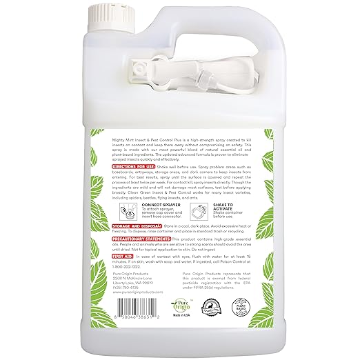 Mighty Mint Insect and Pest Control Plus – Natural Mint Oil Insect Killer Spray, 1 Gallon