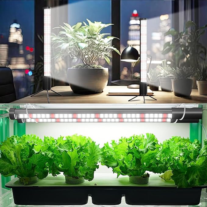 2-Pack, T10 Vertical Grow Light, 6000K Full Spectrum Desktop Plant Light 16.7",Hung or Stood, with 3 Modes & 5 Dimming Levels, Suitable Small & Medium Plants Indoors, Auto On Off Timing 4/8/12/18Hrs