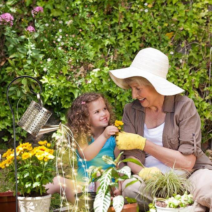 ZKLiLi Solar Watering Can with Cascading Lights Garden Decorative, Waterfall Outdoor Waterproof, Hanging Solar Lantern, Yard Decor,Gifts for Mom Grandma Women Birthday