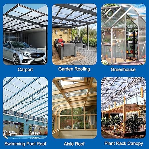 20 Pcs 2' x 4' x 0.15'' Polycarbonate Greenhouse Panels, Twin-Wall Roof Panels Waterproof UV Protected Corrugated Plastic for Greenhouse, Plant Stand Roof (20)