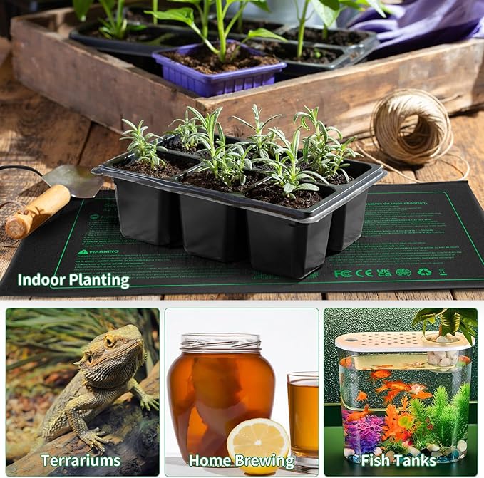 Seedling Heat Mat Durable Waterproof Plant Heating Pad 10"x 20.75" for Germination, Indoor Gardening, Greenhouse