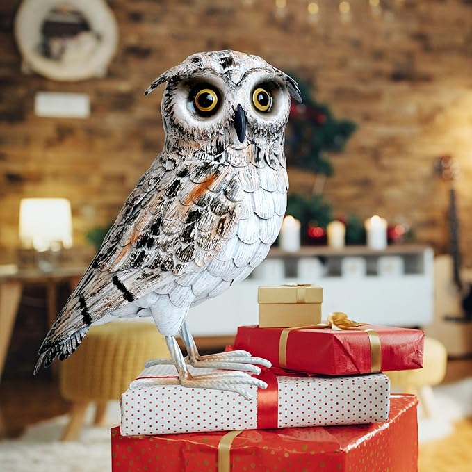 Shorayn Metal Owl Decor Garden Statue Outdoor Sculpture Yard Art for Patio Lawn Backyard Home Decoration Great Gifts