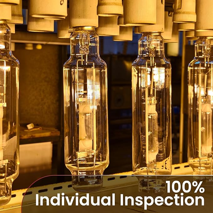 Metal Halide 1000W E39 6000K MH 1000 Watts Grow Light Bulb 1450μmol High PAR 95000 Lumens 40% Rich Blue and Violet Spectrums for Veg Growth Resin Boost Hydroponic Horticulture 2-Pack